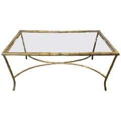 Midcentury Italian Bronze Bamboo Form Coffee Table
