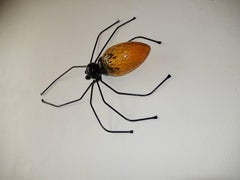 Midcentury Italian Brutalist Spider Amber Glass Body Sconce