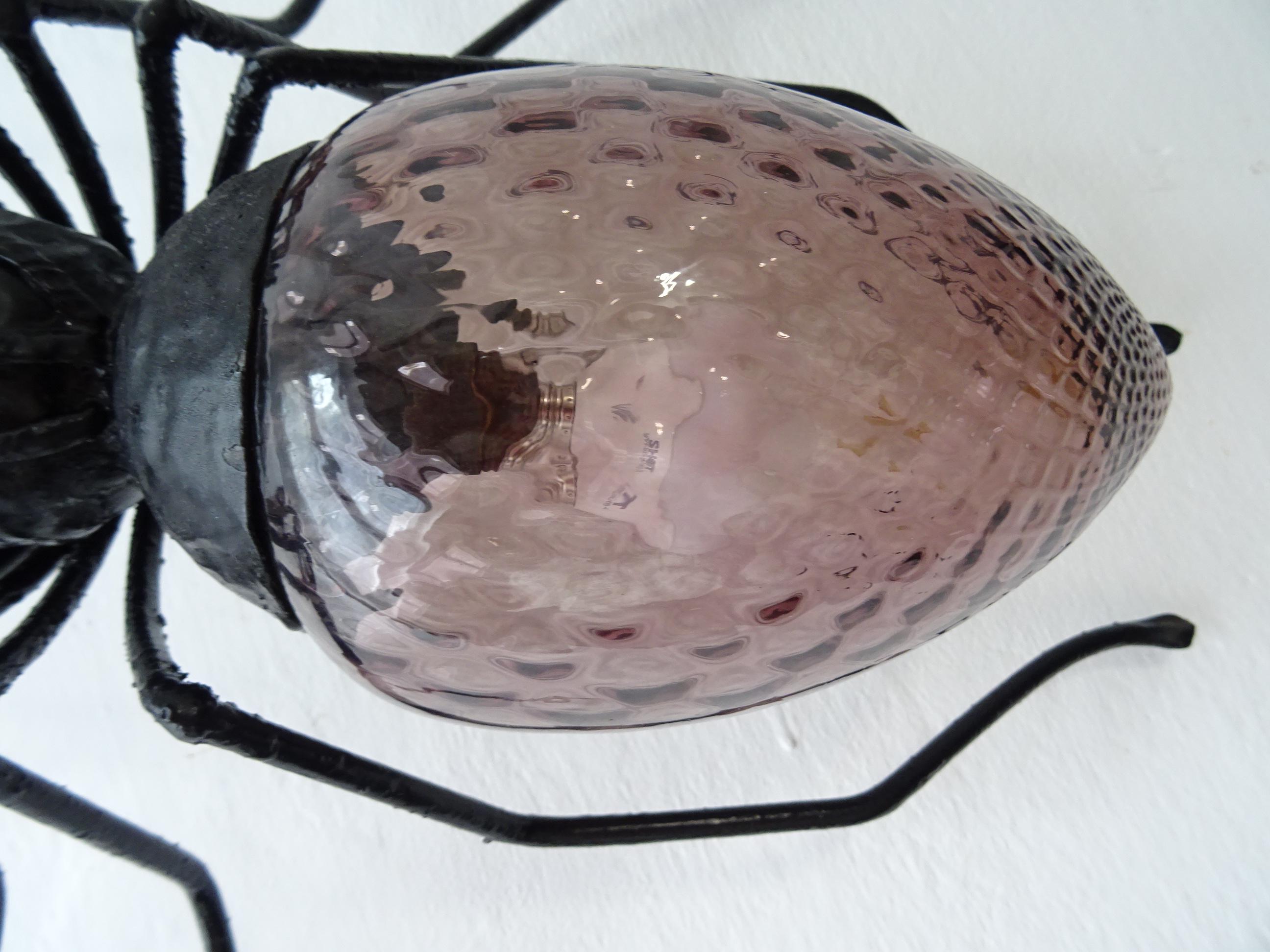 Mid-20th Century Midcentury Italian Brutalist Spider Amethyst Murano Glass Body Sconce 1 of 2 For Sale