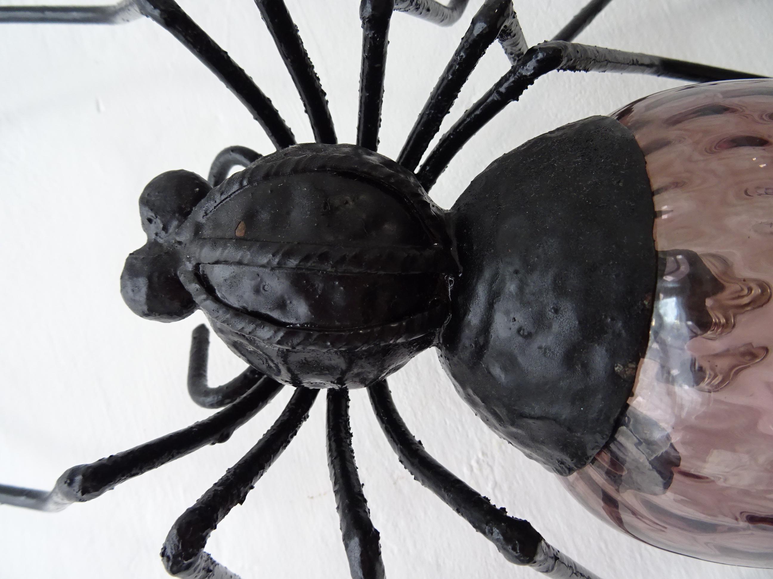 Midcentury Italian Brutalist Spider Amethyst Murano Glass Body Sconce 1 of 2 For Sale 2