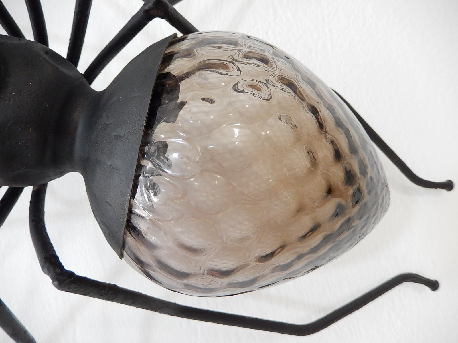 Midcentury Italian Brutalist Spider Dark Amethyst Glass Body Sconce 1