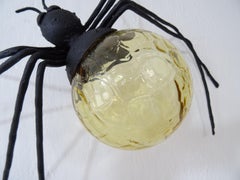 Midcentury Italian Brutalist Spider Detailed Yellow Glass Body Sconce