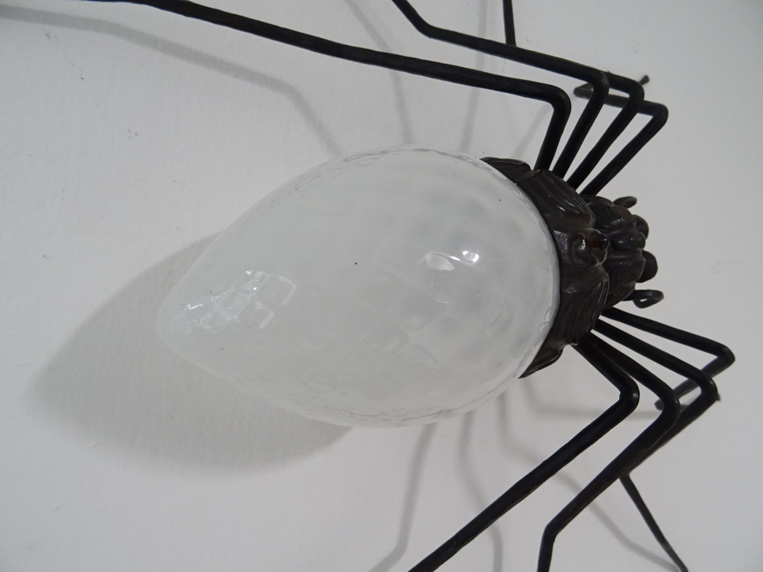 Mid-20th Century Midcentury Italian Brutalist Spider White Opaline Glass Body Sconce