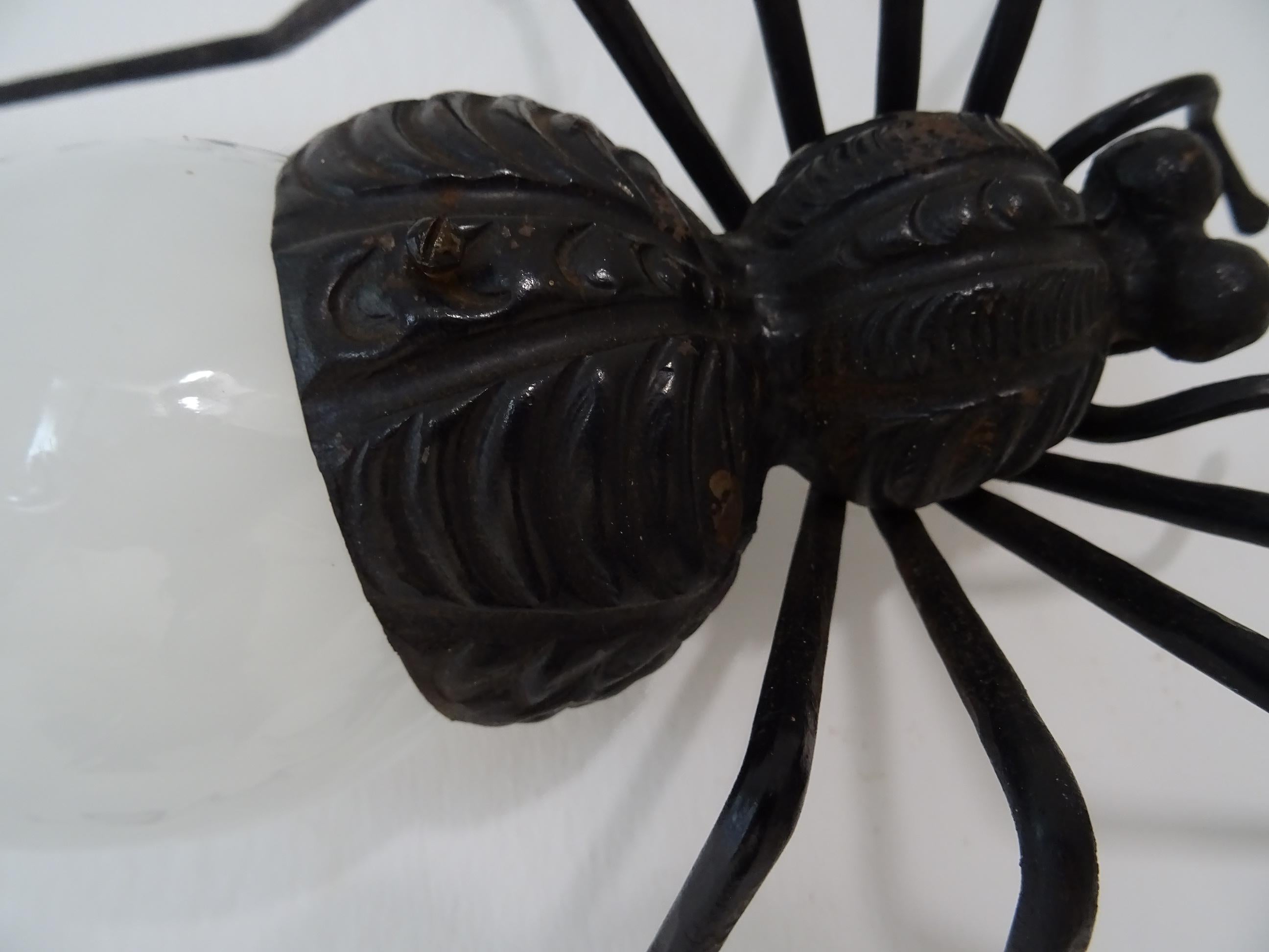 Murano Glass Midcentury Italian Brutalist Spider White Opaline Glass Body Sconce