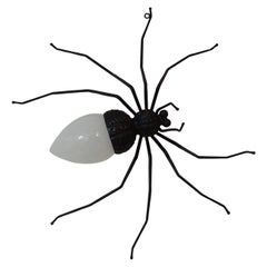 Midcentury Italian Brutalist Spider White Opaline Glass Body Sconce