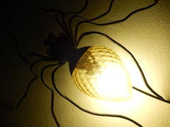 Midcentury Italian Brutalist Spider Yellow Glass Body Sconce