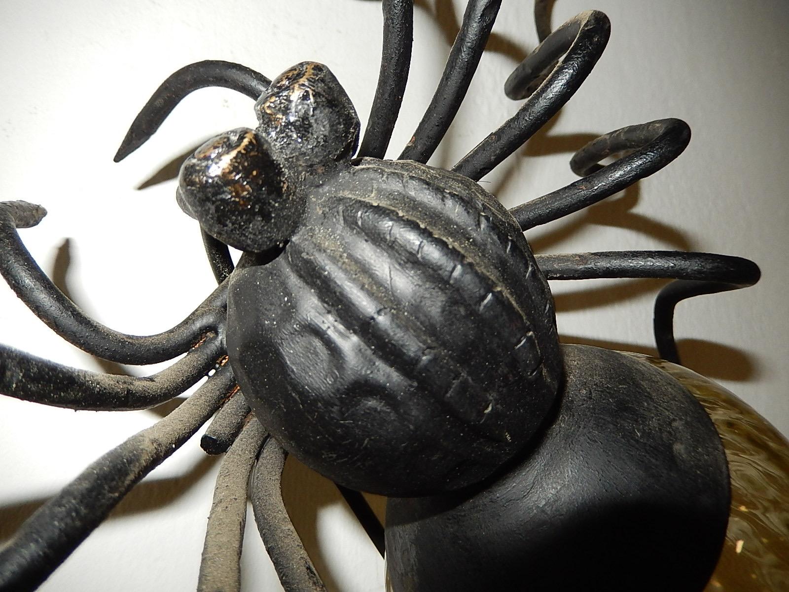 Italienischer brutalistischer Spinnen-Wandleuchter aus gelbem Glas, Mitte des Jahrhunderts (Mitte des 20. Jahrhunderts) im Angebot