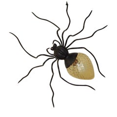 Midcentury Italian Brutalist Spider Yellow Glass Body Sconce