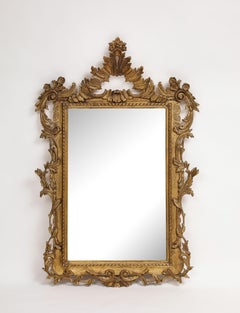 Midcentury Italian Carved Rococo Style Giltwood Mirror