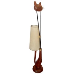 Vintage Midcentury Italian Cat Motif Floor Lamp