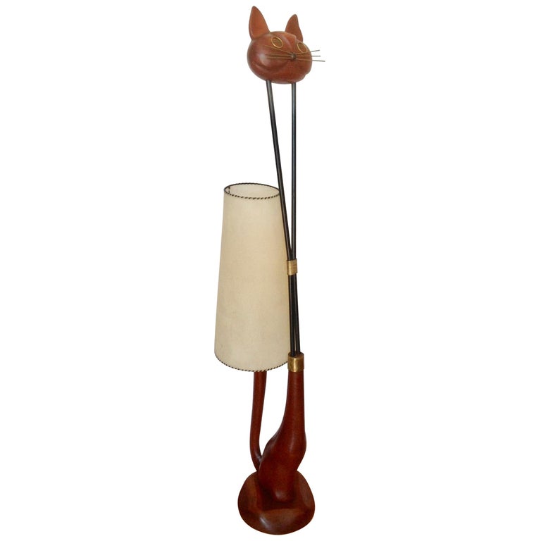 Midcentury Italian Cat Motif Floor Lamp For Sale at 1stDibs | cat floor lamp