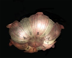 Midcentury Italian Ceiling Lamp Pink Glass, Murano, 1990s