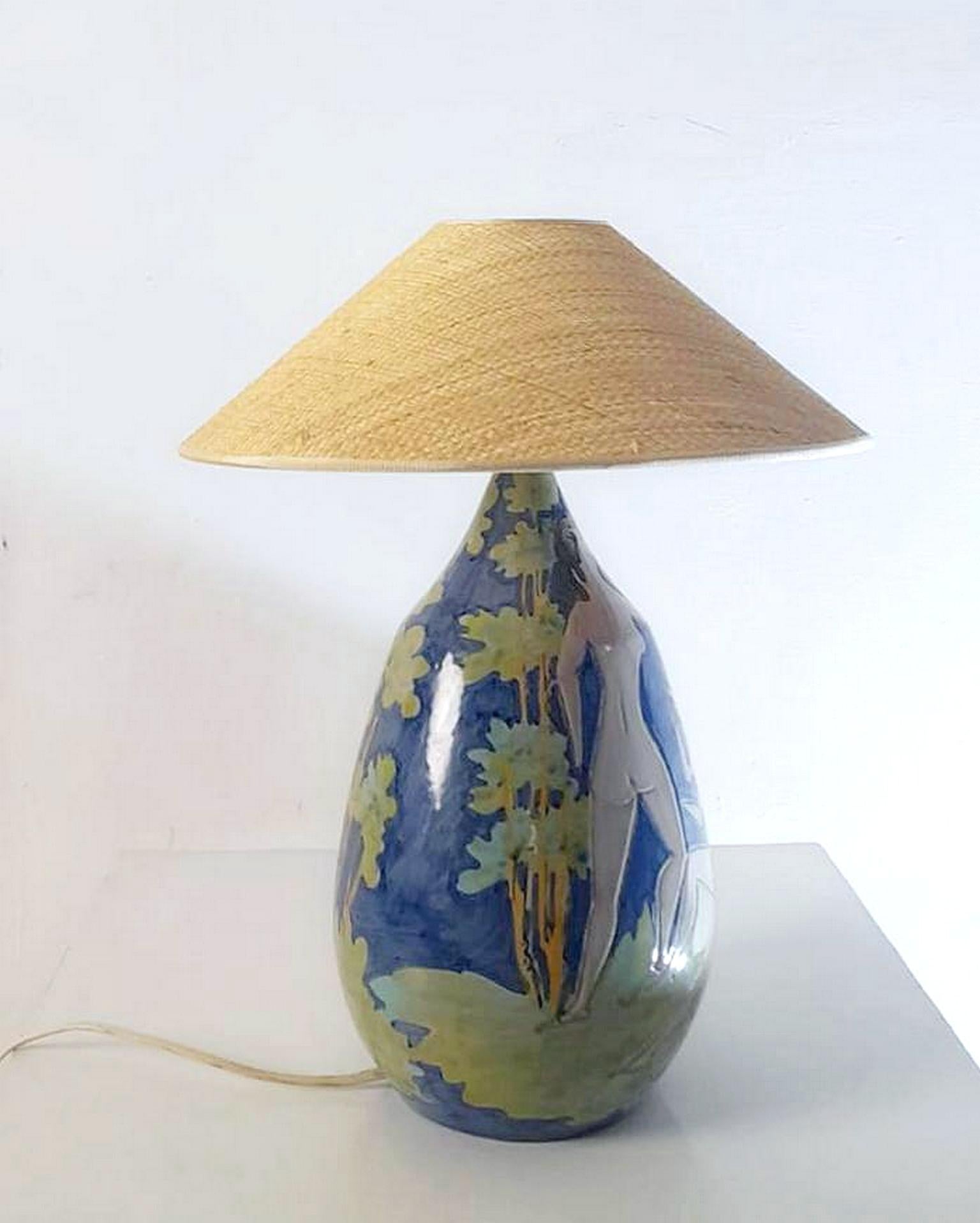 Midcentury Italian Ceramic Table Lamp In Excellent Condition In Albano Laziale, Rome/Lazio