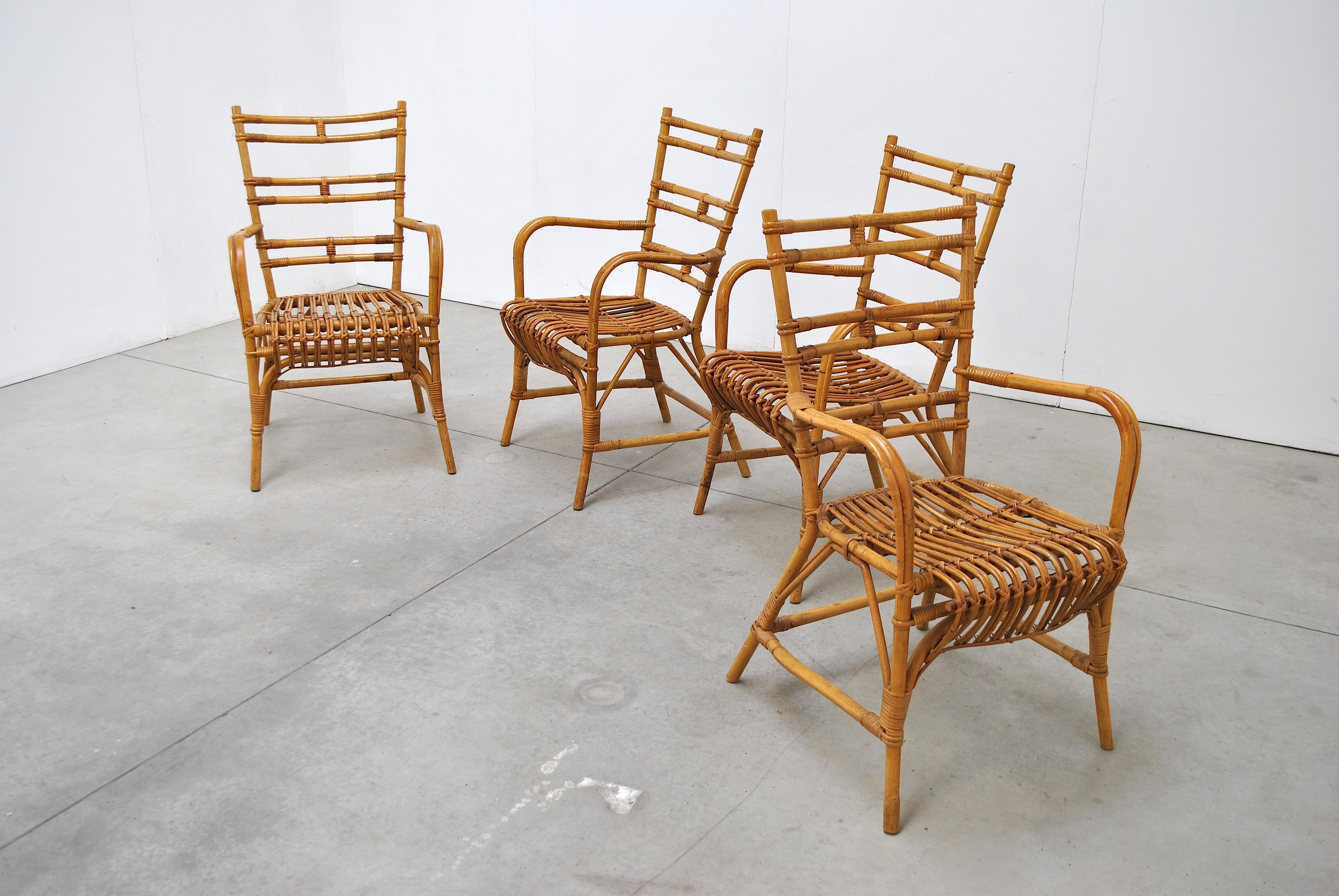 Midcentury Italian Chairs in Bambù, 1960s 1