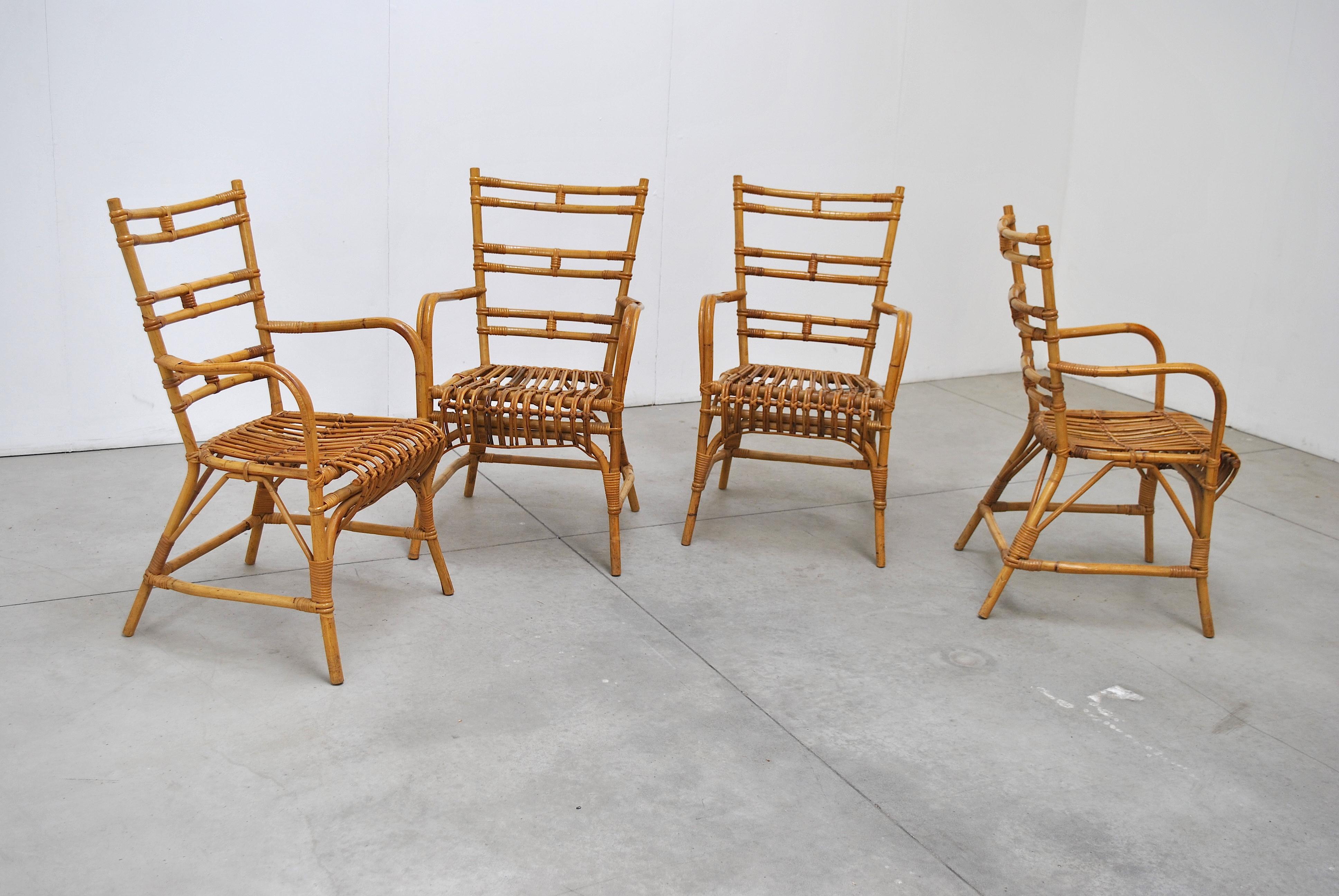 Midcentury Italian Chairs in Bambù, 1960s 2