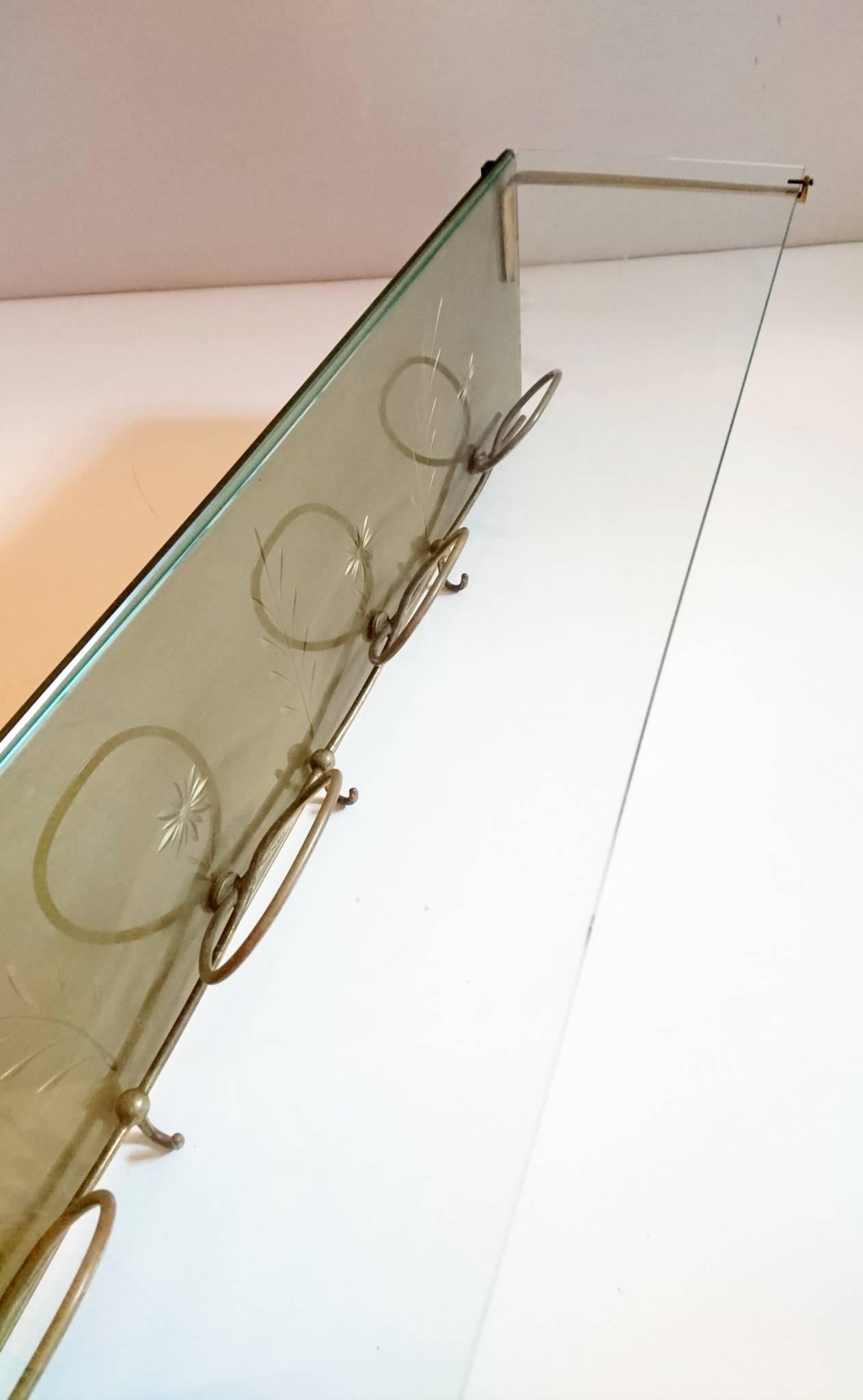 Mid-Century Modern Midcentury Italian Coat Rack with Glass Shelf For Sale