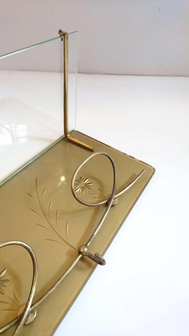 Midcentury Italian Coat Rack with Glass Shelf For Sale at 1stDibs