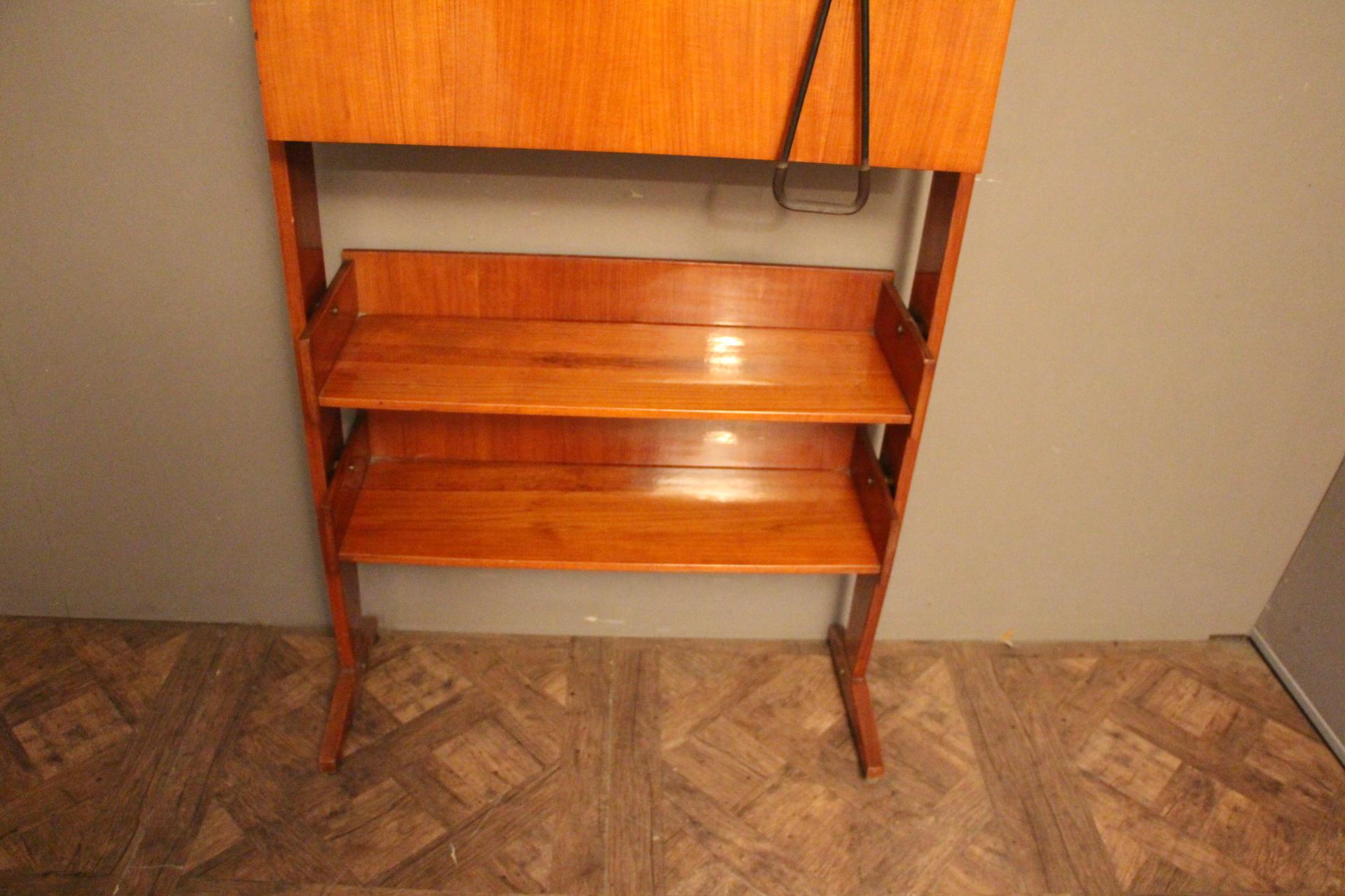 Mid-Century Modern Midcentury Italian Cocktail Bar Cabinet, Fold Out Bar Top in Borsany style