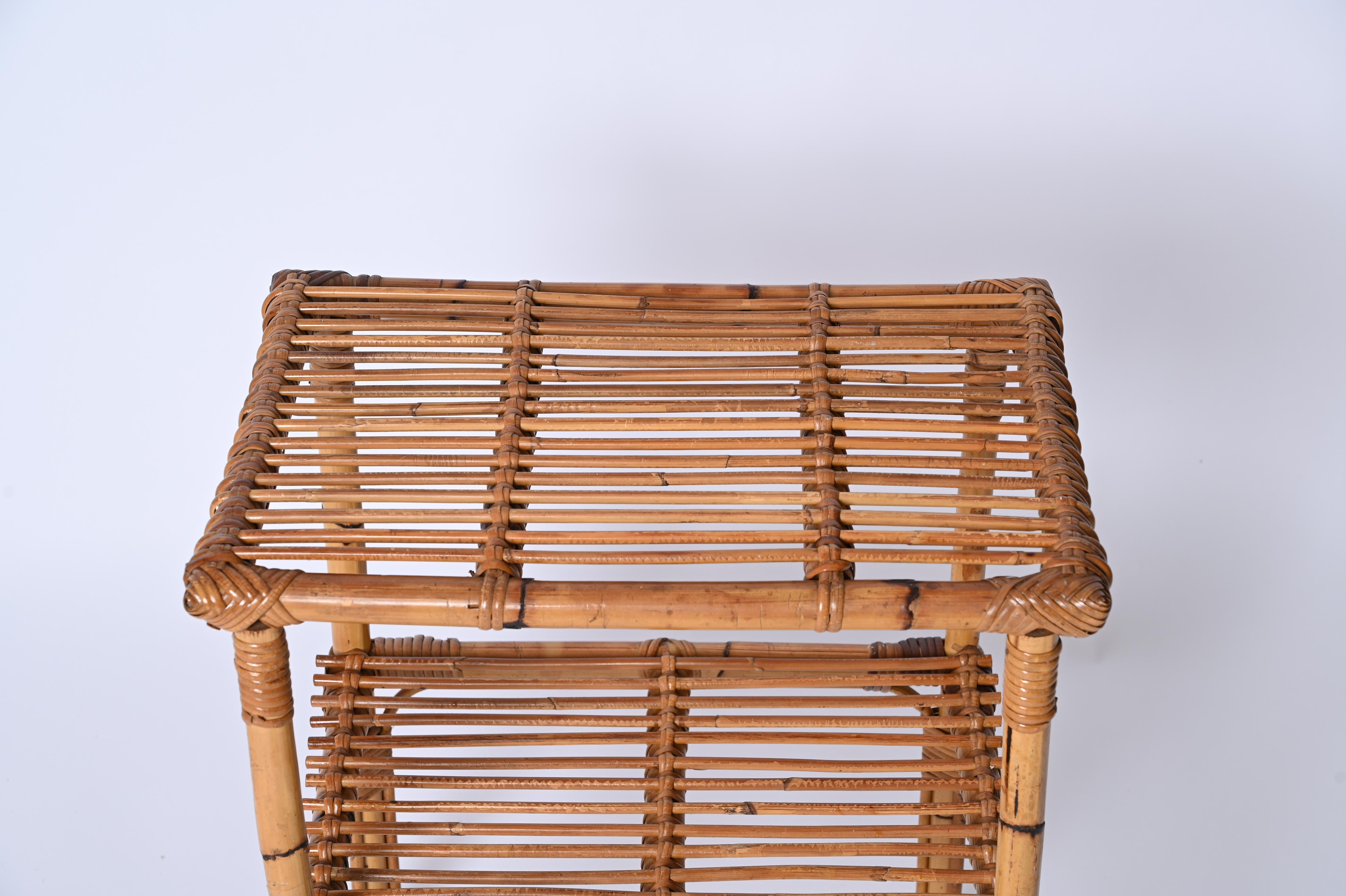 Midcentury Italian Coffee Table in Bamboo and Rattan, Italy 1960s For Sale 5