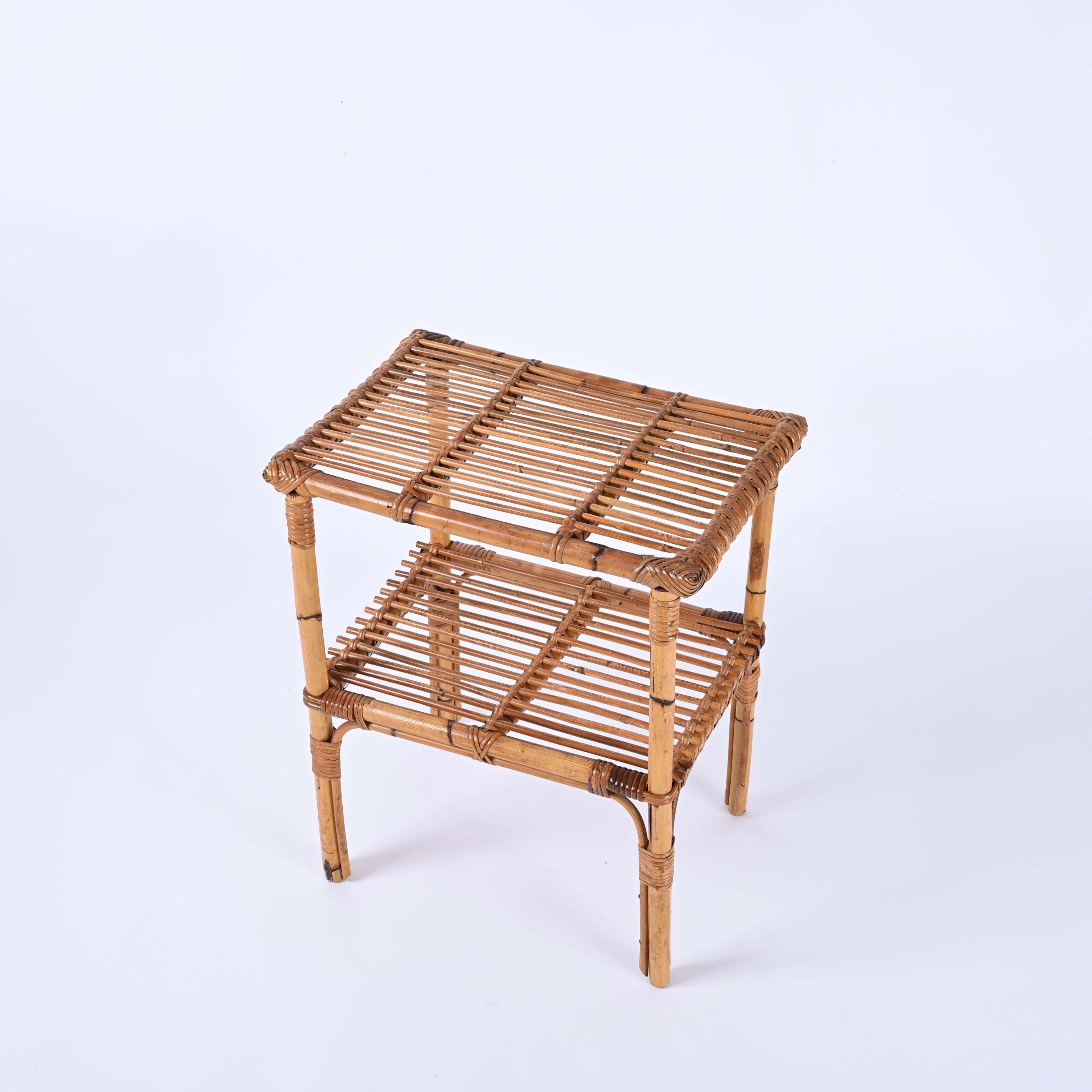 Midcentury Italian Coffee Table in Bamboo and Rattan, Italy 1960s For Sale 8