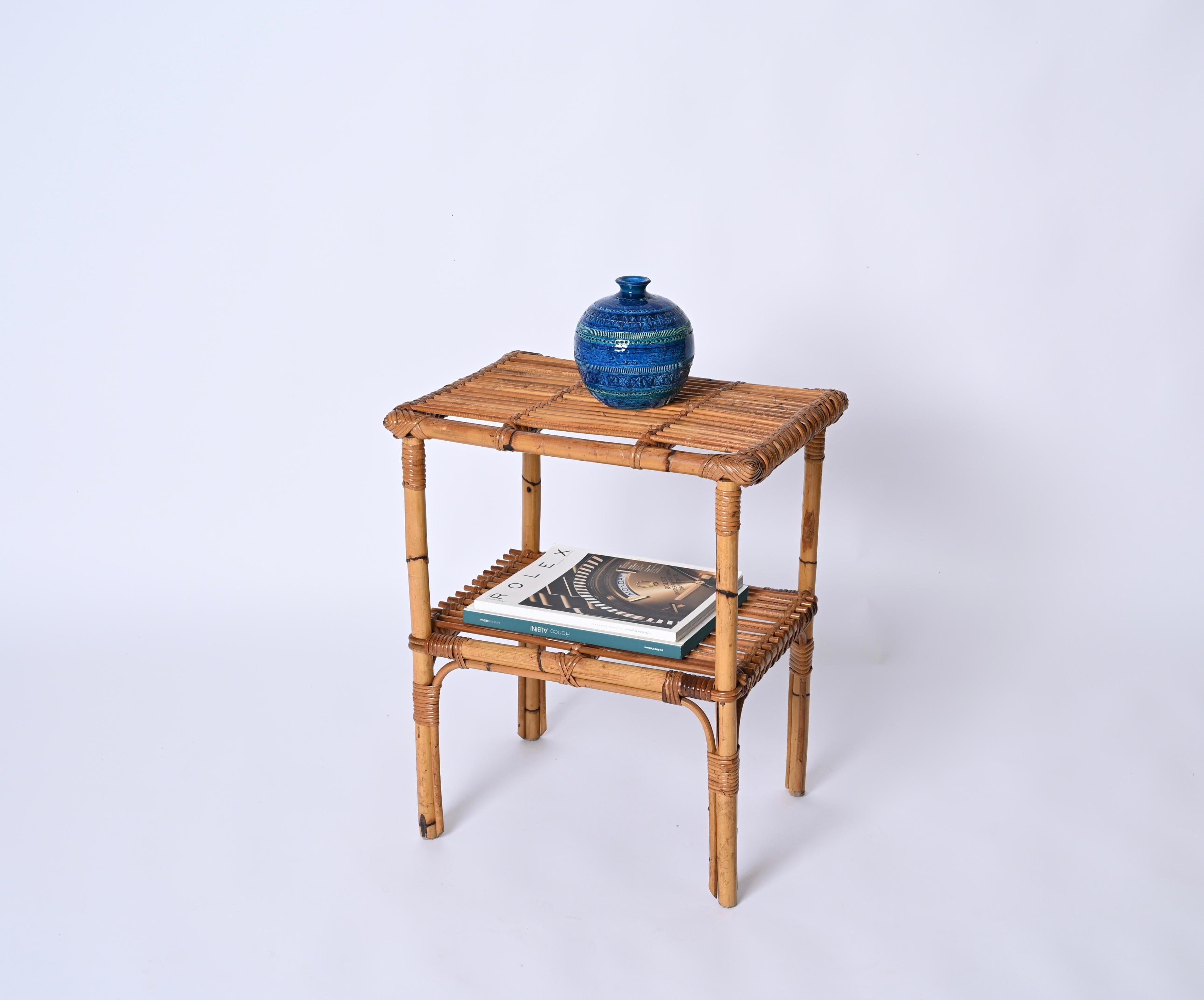 Mid-20th Century Midcentury Italian Coffee Table in Bamboo and Rattan, Italy 1960s For Sale