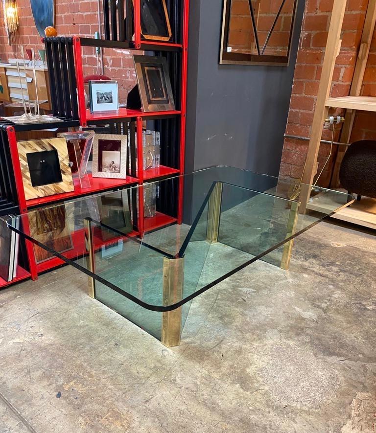 Mid-Century Modern Midcentury Italian Coffee Table with Crystal Glass Top, 1970s