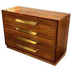 Midcentury Italian Commode of Rosewood and Brass