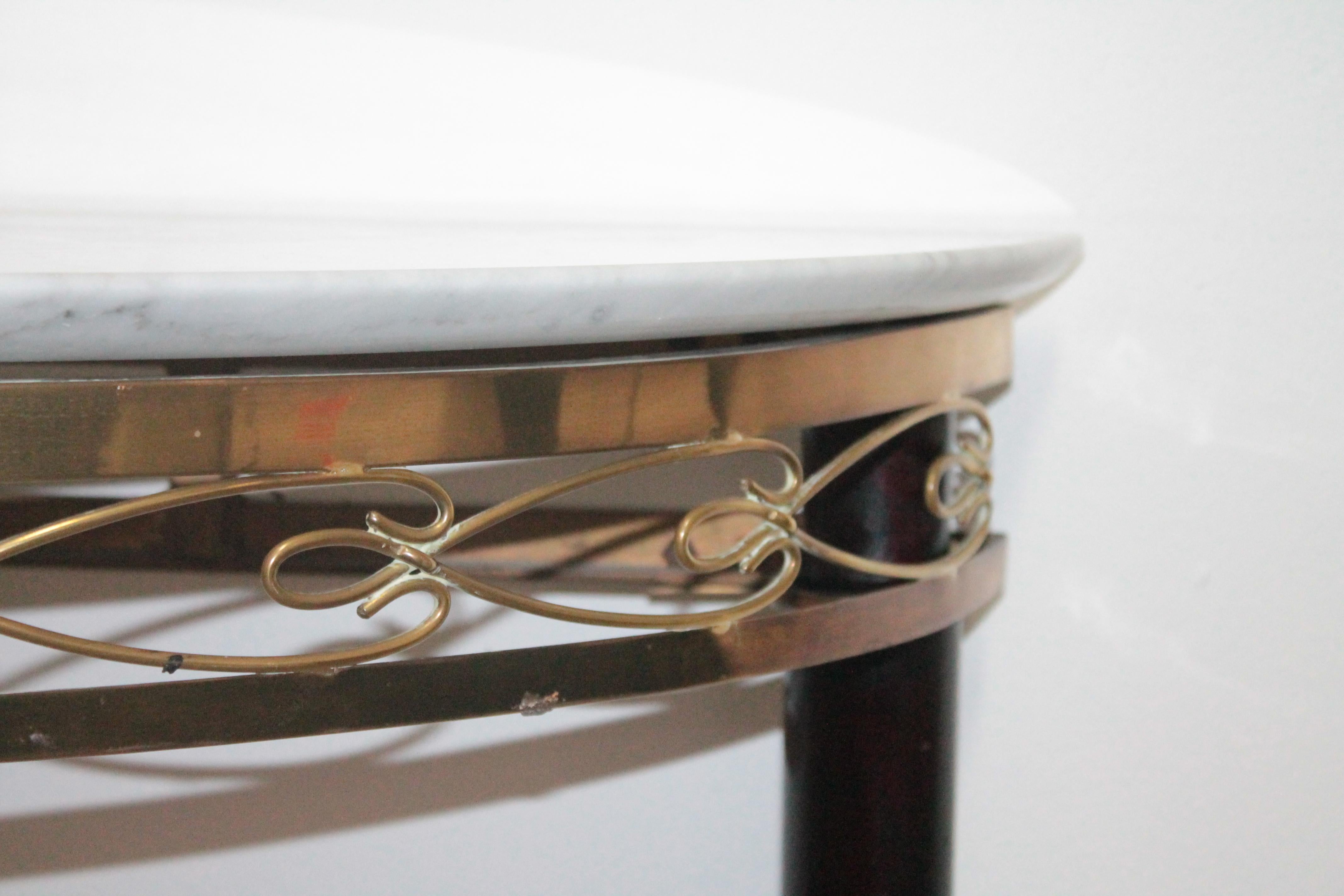 Midcentury Italian Console Table Brass and Carrara Marble Paolo Buffa Style For Sale 7