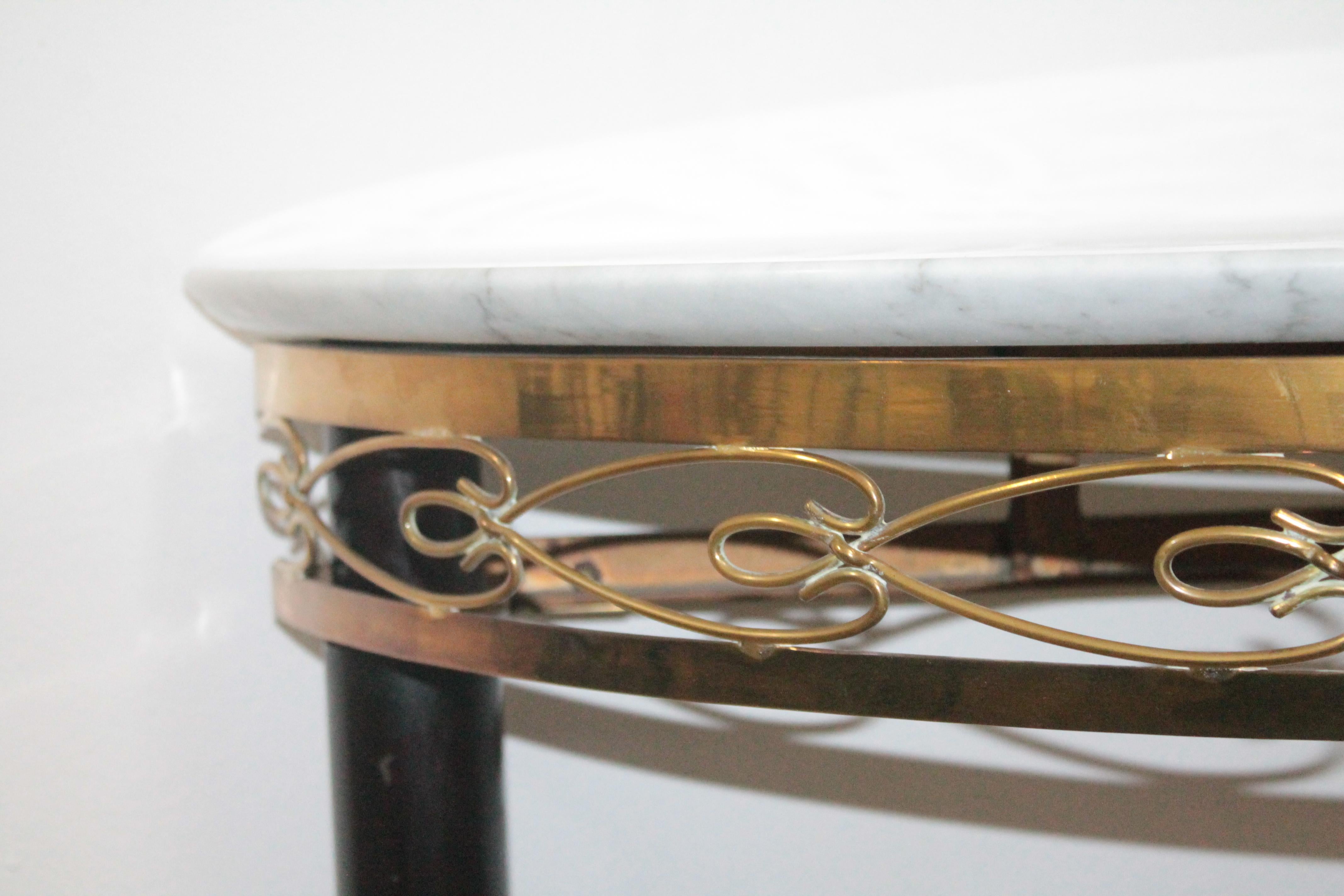 Midcentury Italian Console Table Brass and Carrara Marble Paolo Buffa Style For Sale 1