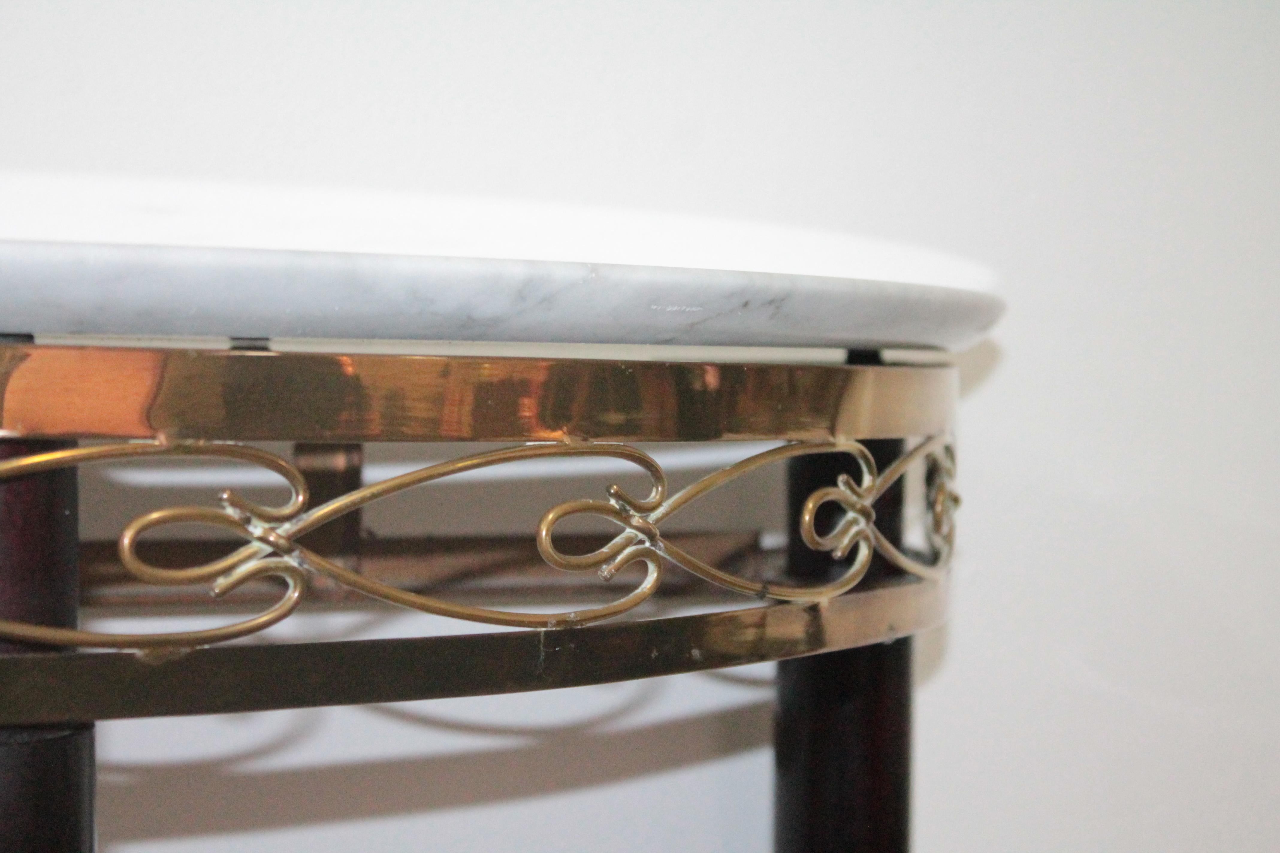 Midcentury Italian Console Table Brass and Carrara Marble Paolo Buffa Style For Sale 2