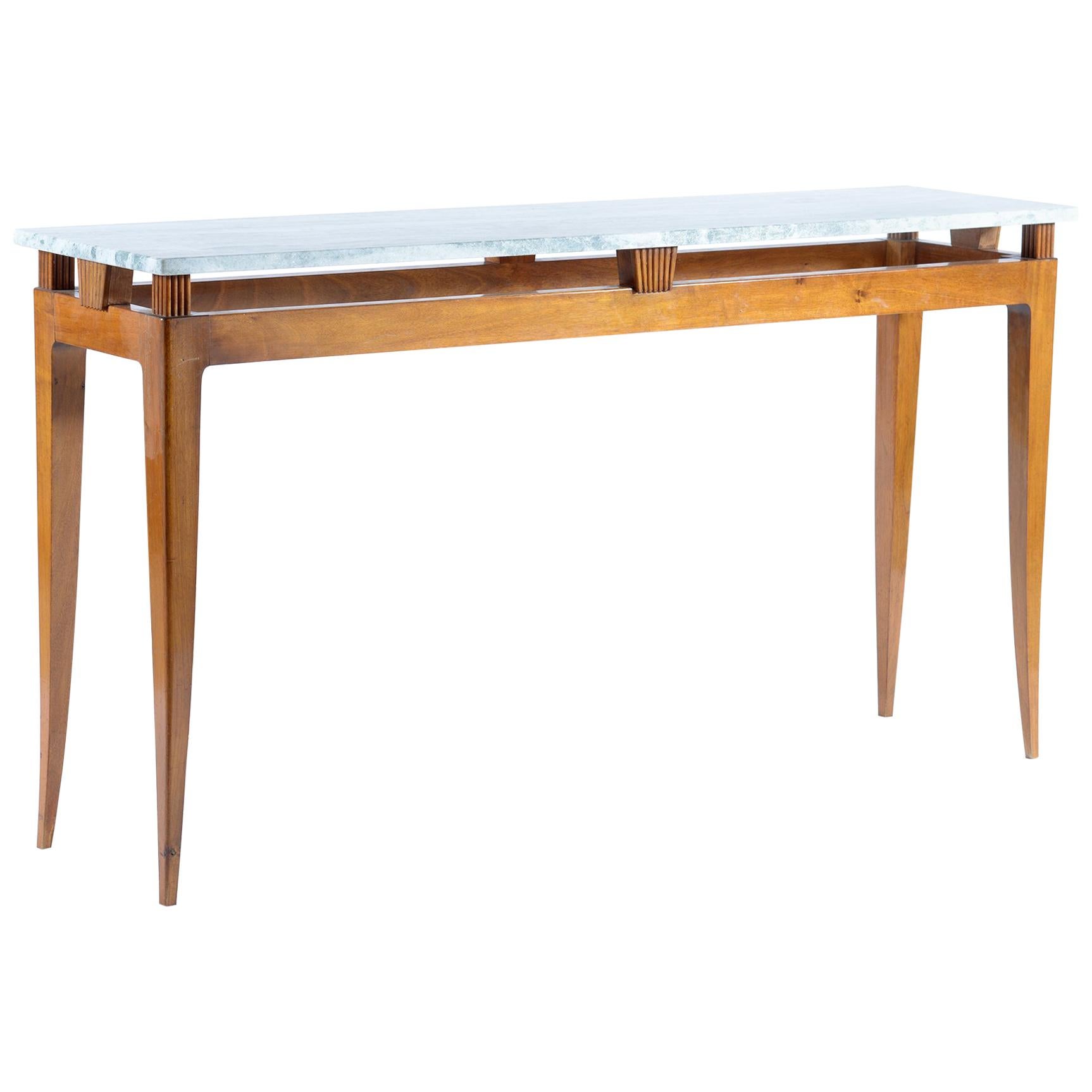 Midcentury Italian Console Table Marble Top, Florence, 1940