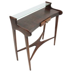 Midcentury Italian Console with Glass Shelf, 1950s