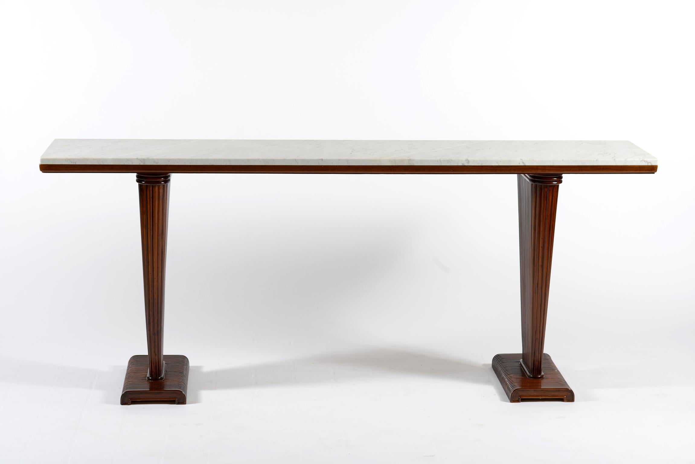 Mid-Century Modern Midcentury Italian Console with White Marble Top, 1940