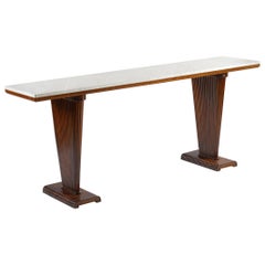 Midcentury Italian Console with White Marble Top, 1940