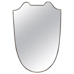 Midcentury Italian Crest-Shaped Wall Mirror with Distinctive Beading, 1950s