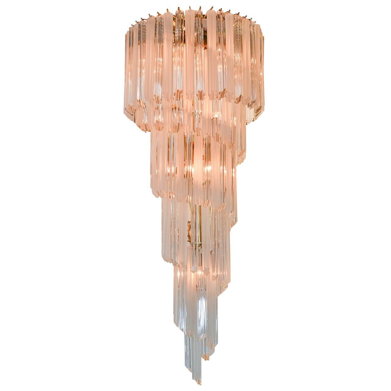 Midcentury Italian Crystal Waterfall Chandelier