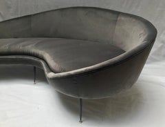 Midcentury Italian Curved Sofa Velvet
