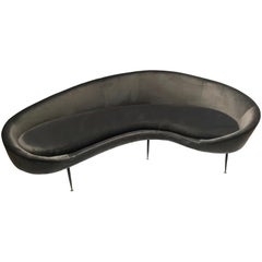 Midcentury Italian Curved Sofa Velvet