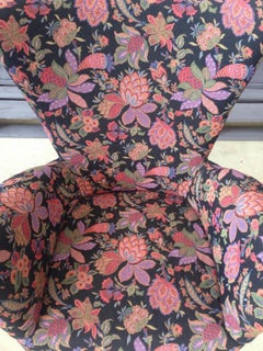 Midcentury Italian Damask Armchair with Textile Signed by William Morris