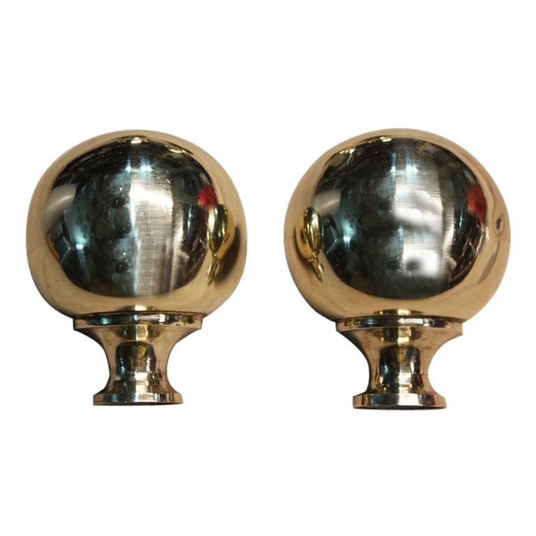 Midcentury Italian Design Ball Handles in Gold Brass, 1950 For Sale
