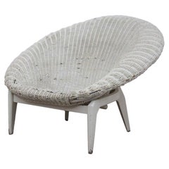 Midcentury Italian Design Bamboo Armchair White 1950 Curved