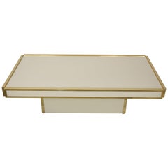 Midcentury Italian Design Brass and Ivory Lacquer Coffee Table