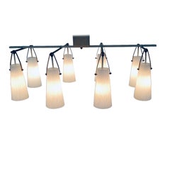 Midcentury Italian Design Glass & Brass XL Chandelier, Italy 1950's
