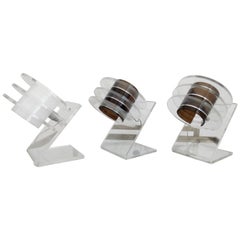 Midcentury Italian Design Table Lamps in Plexiglass, Group of 3
