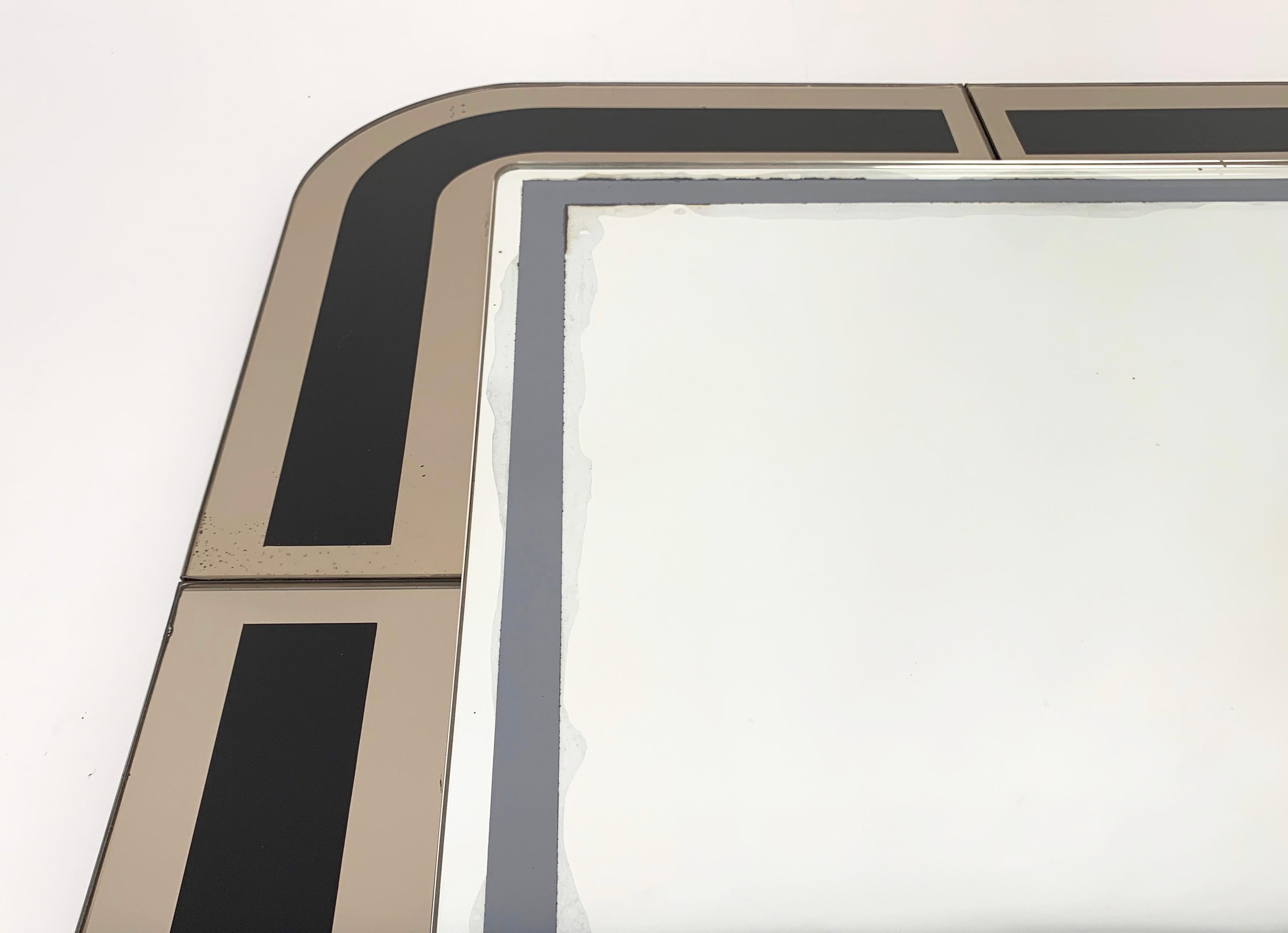 Midcentury Italian Designed Square Italian Mirror with Double Frame, 1980s 2