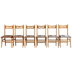 Midcentury Italian Dining Chairs Set of Six, circa 1950s