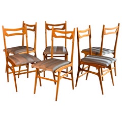 Midcentury Italian Dining Chairs Set of Six, circa 1950s