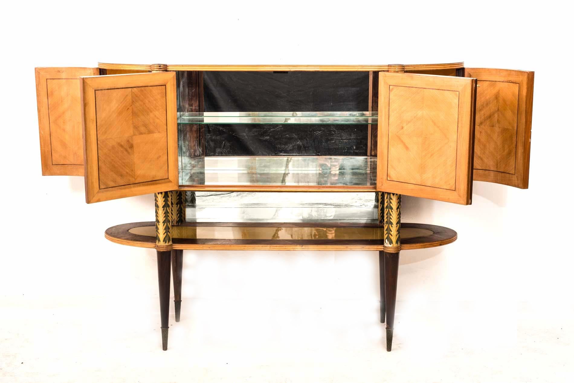 Midcentury Italian Dining Room Set with Table and Bar Cabinet, 1940 5