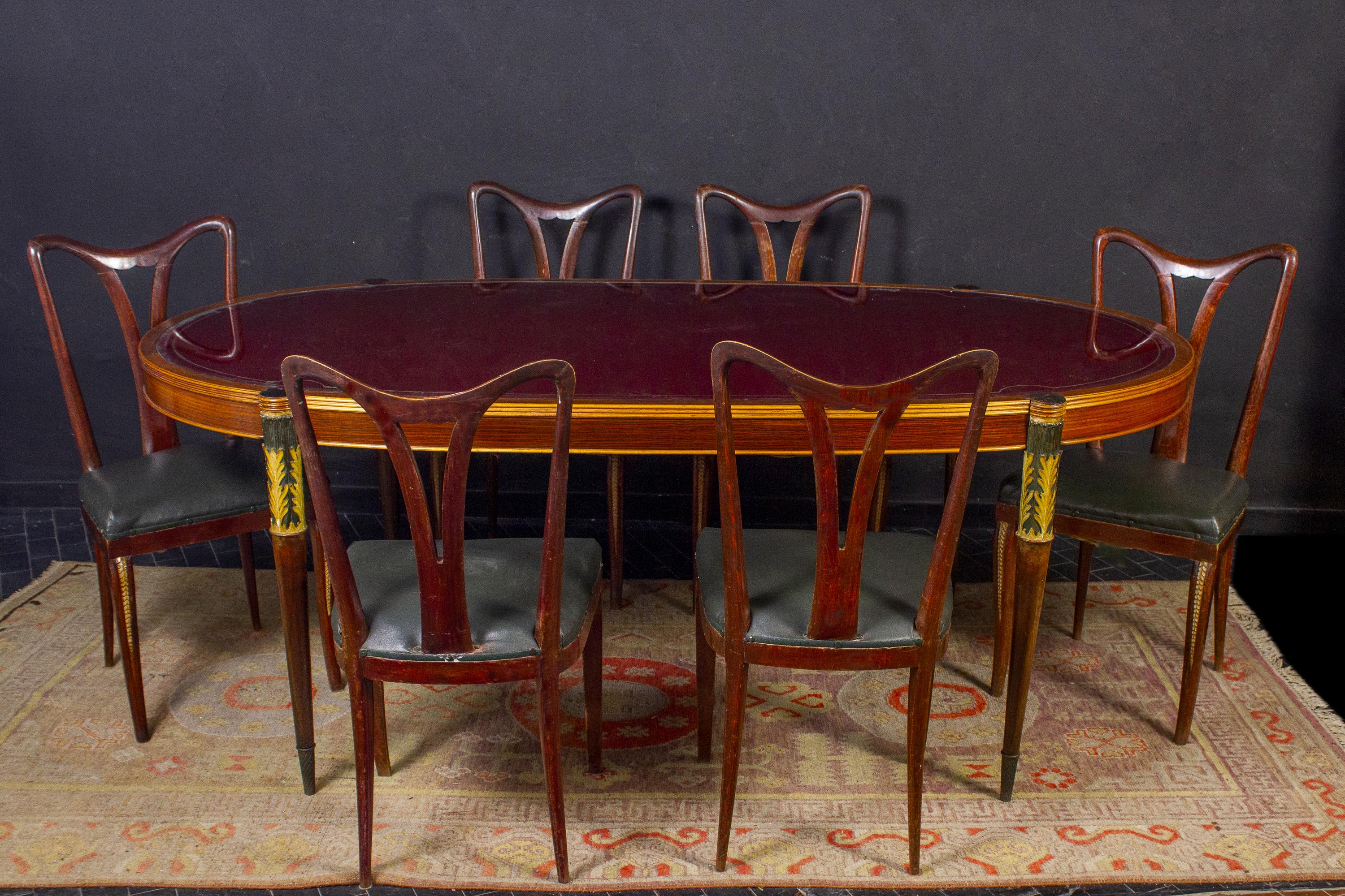 Midcentury Italian Dining Room Set with Table and Bar Cabinet, 1940 For Sale 7