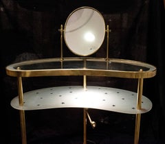 Midcentury Italian Dressing Table by Gio Ponti, Glass and Gilded Brass